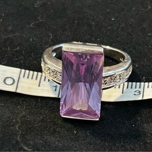Faux amethyst stone silver ring